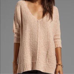 Free People X Revolve Cozy Cat Knit Cream Sweater Size XS Extra Small Oversized